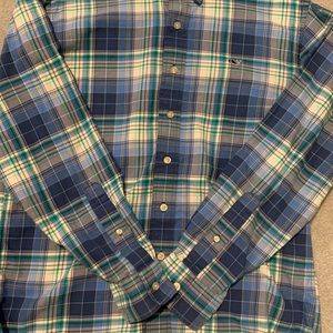 Vineyard Vines Blue and Green Plaid Button Down Shirt. Adult S